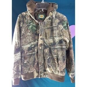 Cabelas boys medium hooded lined jacket button zip break up infinity camo